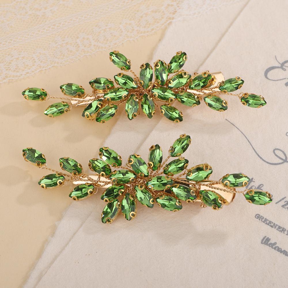 2 шт. Заколка для волос со стразами для свадьбы, свадебное украшение для головы, серебристый, черный, свадебные аксессуары для волос, зеленый, красный, тиара, синий, фиолетовый, украшения