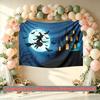 Home Witch Bats Halloween Theme Banner, Multicolor Polyester Backdrop for Wall Hanging & Photo Booth