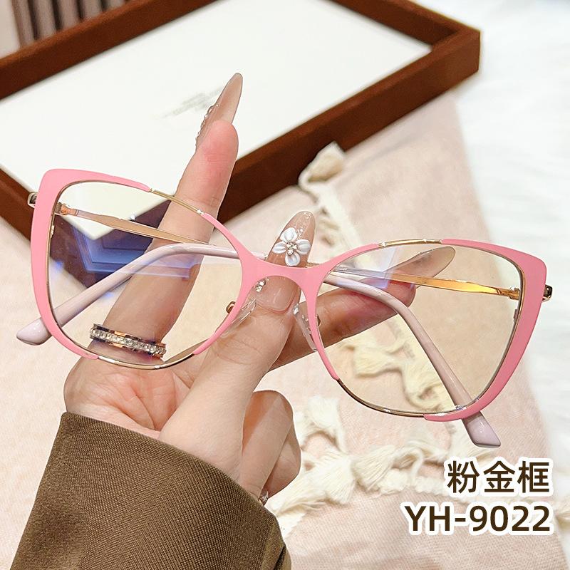 New Internet celebrity no makeup glasses women's fashion casual trend metal optical mirror frame student cat eye versatile