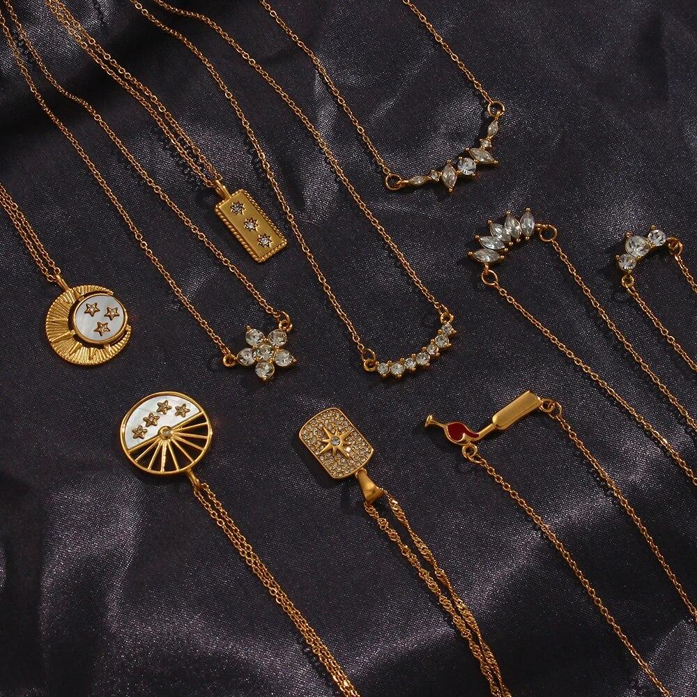 Шикарное маленькое циркониевое покрытие с микропрокладкой, монета в форме цветка Таро, кулон, ожерелье, позолоченные 18 карат ювелирные изделия из нержавеющей стали