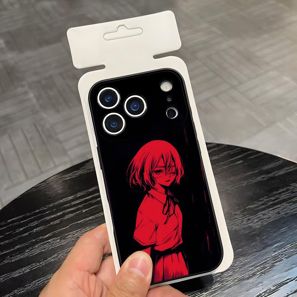 A-Другой чехол для телефона в стиле хоррор-аниме для IPhone 17 Air 16 E Pro Max 15 14 13 Mini 12 Pro 11 Max Plus Черный мягкий чехол