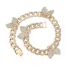 Personalized Shiny Rhinestone Butterfly Accessories Cuban Necklace Diy Small Butterfly Accessories Hip Hop Necklace
