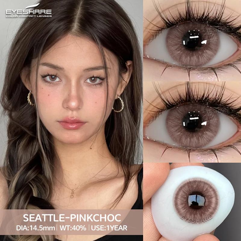 Eyeshare Gray Color Contact Lenses for Eyes Brown Eye Korean Colored Lenses Beautiful Pupil Eye Makeup Colorful Pink Lens 2pcs