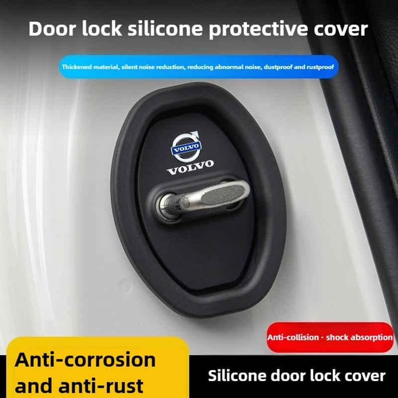 bpcjz5 Car Sticker Silicone Car Door Lock Cover Shock Absorber Accessories For Volvo EX30 XC60 XC40 V60 V40 XC90 XC70 V50 S60 V70 S90