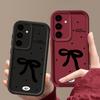 Черный чехол-бампер из ТПУ с бантом для Samsung Galaxy A57 A37 A17 A56 A36 A16 A15 A55 A54 S25 Edge S26 S24 S23 Ultra S22 Plus S24 FE