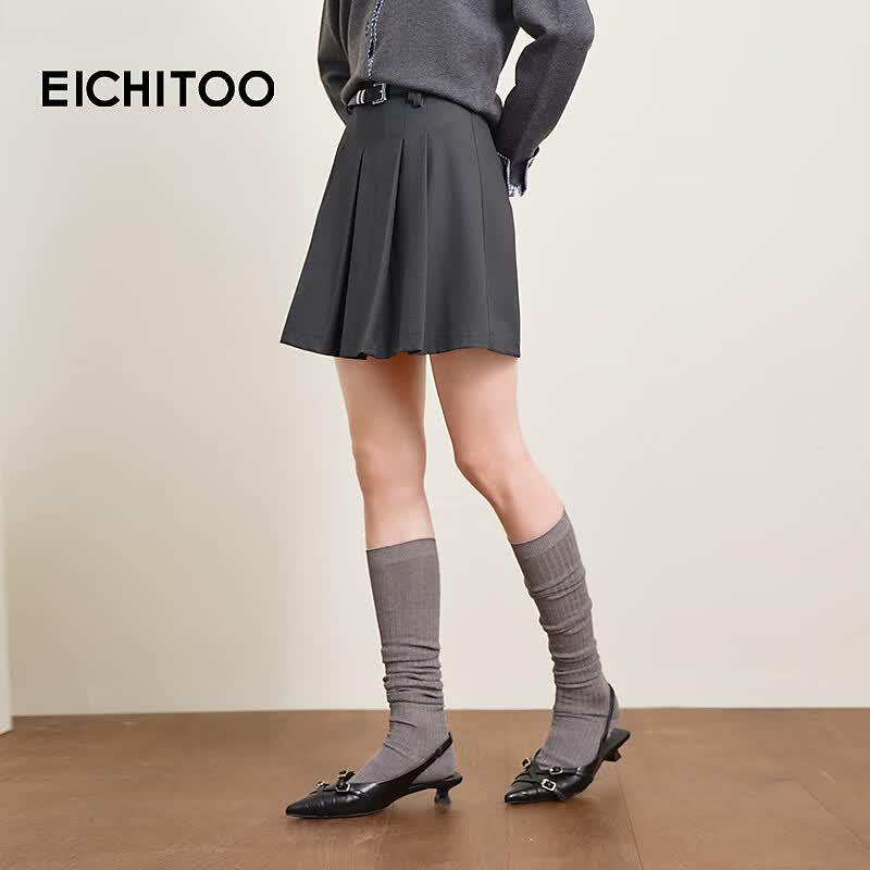 EICHITOO Шикарная плиссированная юбка А-силуэта с высокой талией
