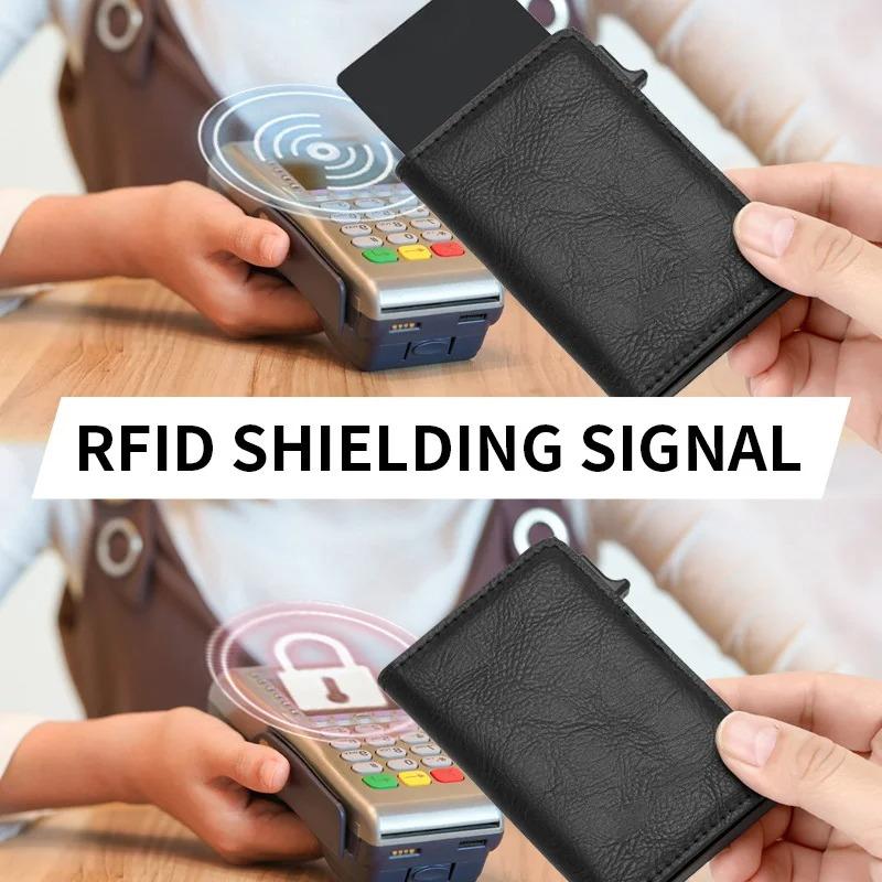 Алюминиевый pop-up держатель для карт с блокировкой RFID, многофункциональный дизайнерский кошелек для банковских и удостоверяющих карт, мужской/женский деловой кошелек