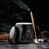 400ml New Product European Style Light Luxury Gold-painted Ceramic Coffee Mug with Lid Spoon Water Cup Cartoon Totoro Mug