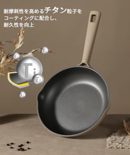 Сковорода CAROTE 24 см без крышки Совместима с газовыми плитами IH Не содержит PFOA Титановое покрытие Гладкая и легко моется Яичница-глазунья Завтрак Идеально подходит для