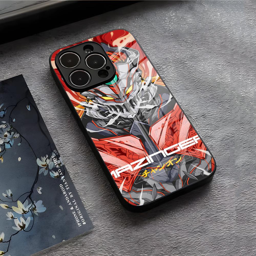 Чехол для телефона с мангой Мазингер Зет и аниме для iPhone 17 Air 16 E Pro Max 15 14 13 Mini 12 Pro 11 Max Plus Черная стеклянная крышка