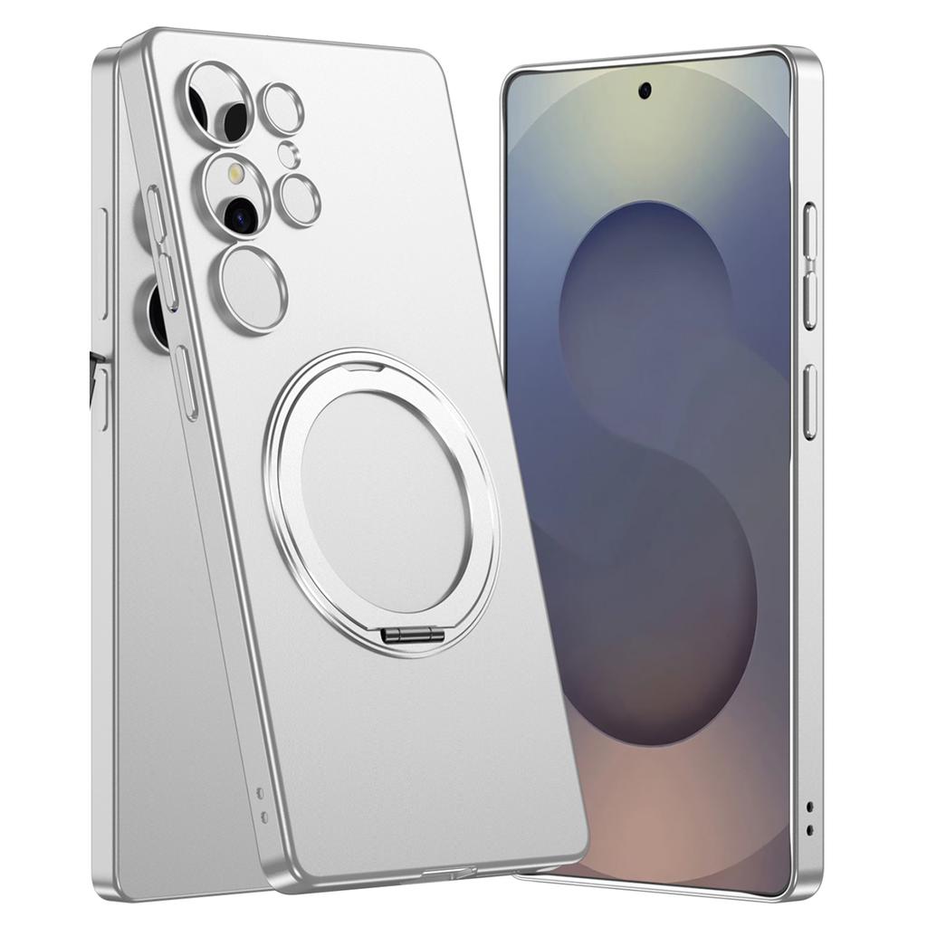 Магнитный чехол для Samsung Galaxy S25 Ultra с вращающейся подставкой, тонкая накладка из твердого ПК для телефона