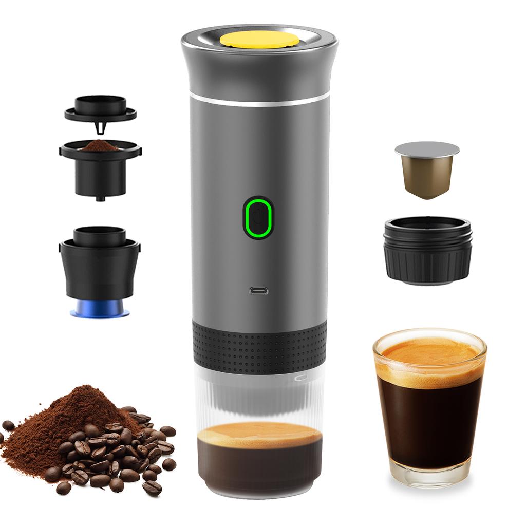 Portable Coffee Machine for Car Home Travel 3 in 1 Cordless Electric Coffee Maker Work With Capsule and Ground Coffee