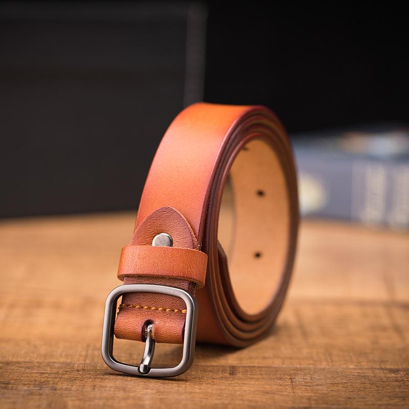 Stylish Genuine Leather Belt For Women Featuring Slim Profile And Retro Design For Office Or Casual Look