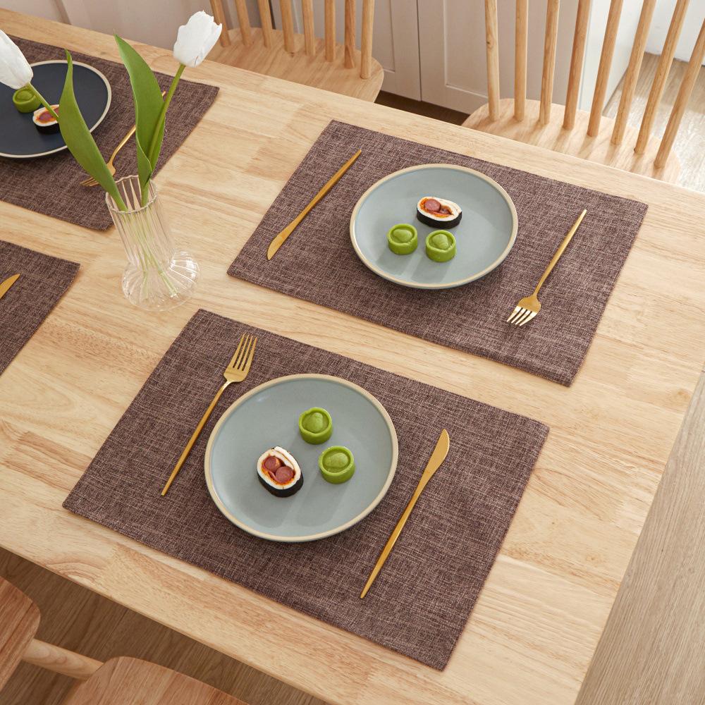 2pcs Scandinavian Ins Style Linen Solid Colour Placemats Fabric Heat Insulation Table Mats Western Food Coasters Napkins