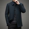 Мужское повседневное хлопковое пальто средней длины на пуговицах с воротником-стойкой и осенне-зимним деловым повседневным хлопковым пальто