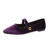 Fashion Spring Mary Jane Ballet Flats Shoes Woman Velvet Slip-on Women's Shoes Comfortable Soft Pointed Toe Flat Shoes for Women Zapatos