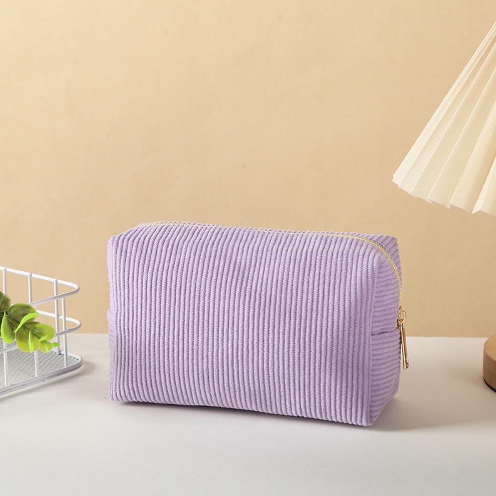Large Capacity Pencil Case Corduroy Toiletry Organizer Fashion Velvet Makeup Pouch  Lady