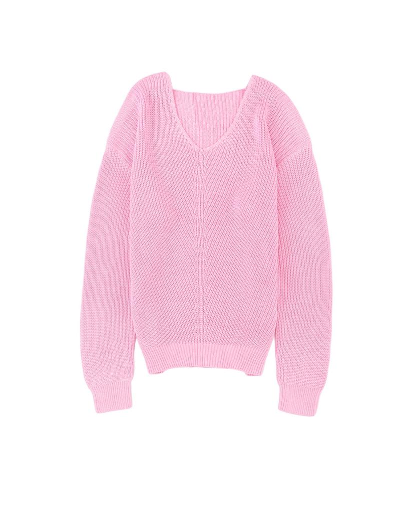 Azura Exchange Ribbed Knit V Neck Sweater