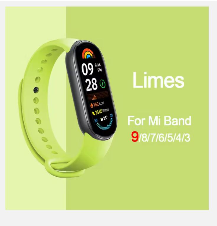 Браслет для Mi band 8 7 Ремешок Sport Silicone Miband4 miband 5 correa Сменный браслет xiaomi Mi band 3 5 6 4 7 8 9 ремешок
