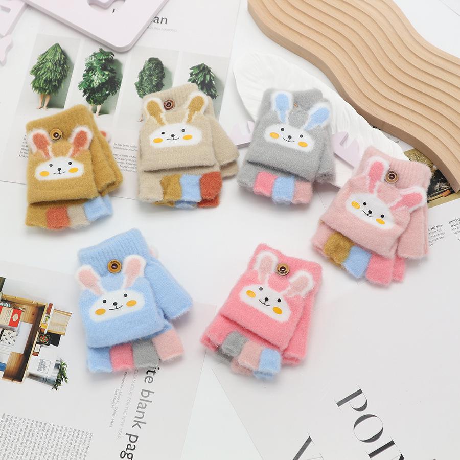 Kids' Winter Fingerless Flip-Top Writing Gloves – Warm Half-Finger Gloves for Boys & Girls