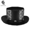 Retro Knight PU Leather Embossed Rivet Flat Top Hat for Halloween Party