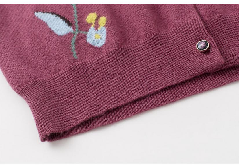 Warm Plus Size Jacquard Wool Cardigan for Middle-aged and Elderly Women