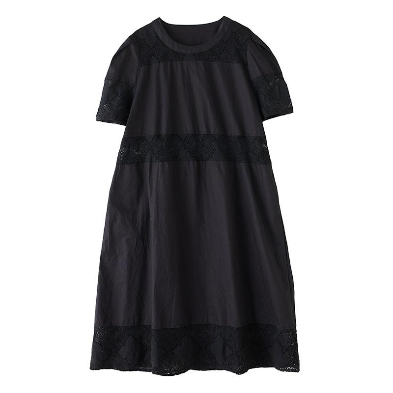Черное винтажное новое платье больших размеров с коротким рукавом для женщин, повседневное свободное длинное летнее платье