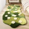 Luxury Green Flocking Moss Bath Mat - Irregularly Shaped, Machine Washable Interior Carpet for Living Rooms, Fluffy Plush Winter Decorations
