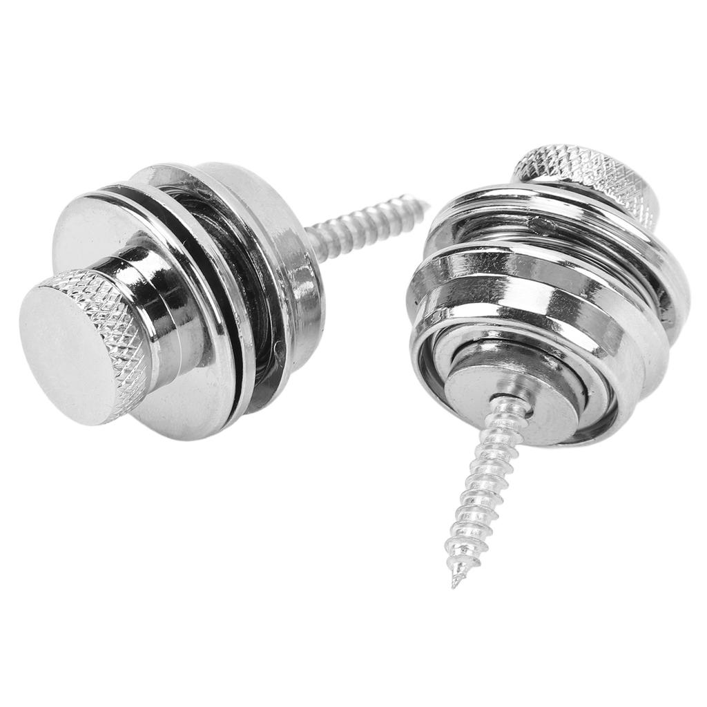 2Pcs Guitar Strap Locks Security Buttons Heavy Duty Metal Flat Round Head Non Slip Fall Resistant