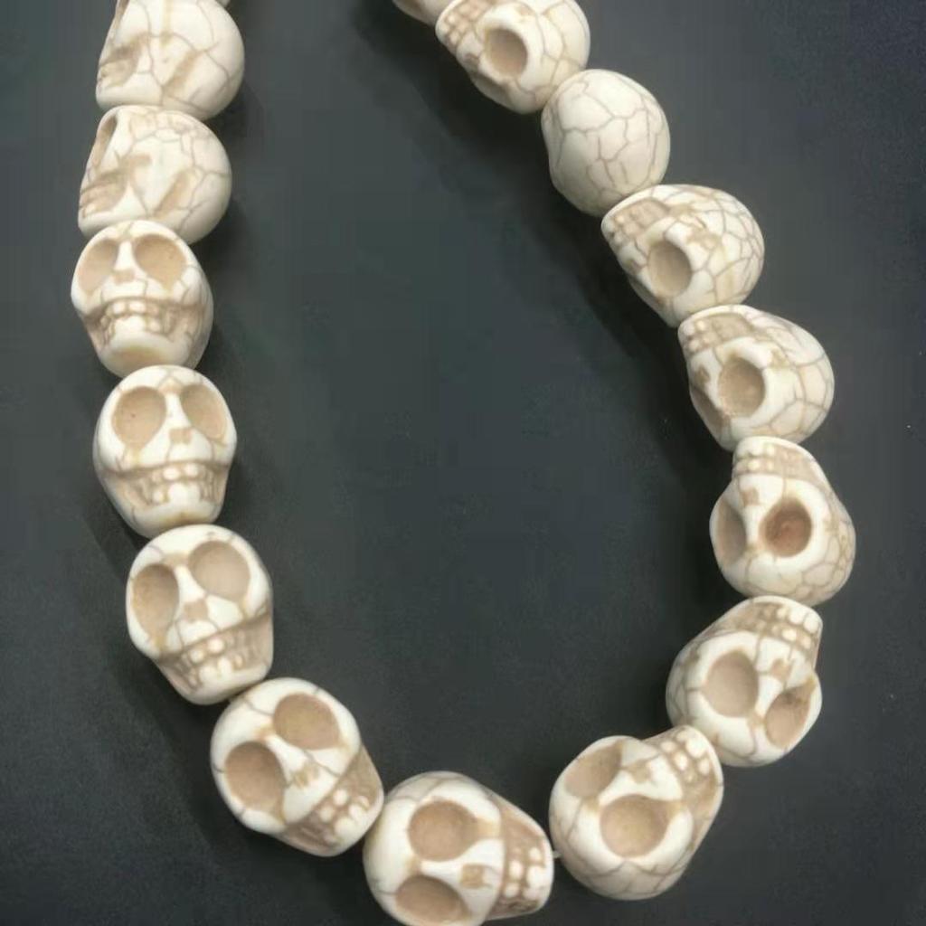 DIY Skull Shape 15*18 mm Howlite Dyed Stone Mix-color Turquoise Carved Skull Shape Loose Beads ,For DIY Jewelry Making