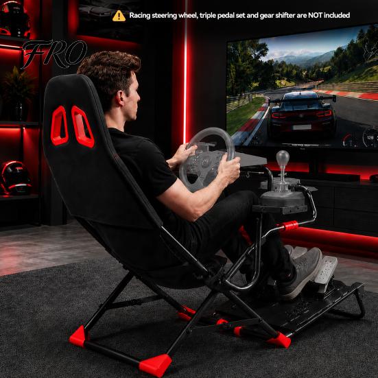 Quick Assembly Racing Cockpit Foldable Simulator Cockpit, Seat with Steering Wheel Mount, Sim Supports All Wheels & Pedals, for Real Living