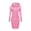 Midi Dress Waist Tight Coldproof Breathable Stylish Women Autumn Winter Striped Print Slim Hooded Dress Streetwear