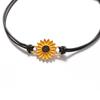 Sunflower Daisy Alloy Friendship Bracelet with Wax Thread Woven Design