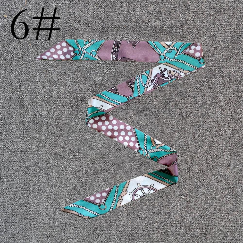 Fashion Color Printing Long Silk Scarf Women Ribbon Neckerchief Print 4cm Thin Narrow Scarves Bag Hair Band Ribbon Headscarve