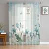 Rustic Vintage Tulip Flower Bird Sheer Voile Window Curtains Tulle Curtains Living Room Balcony Decoration Drapes