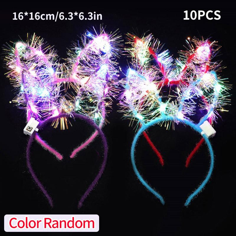 10pcs Luminous Headband Cat Bunny Ear Led Hairbands Flash Headband Light Up Hair Accessories Wedding Party Headdress