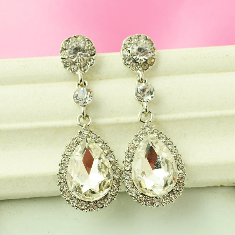 Hot Sale Water Droplets Dangle Earrings for Women Elegant CZ Crystal Shining Long Hanging Ear Fashion Wedding Party Jewelry