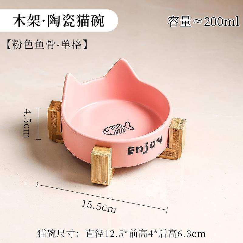 Керамическая миска для кошек, деревянная подставка для мисок, миски для кормления собак, тарелка для закусок и консервов, антиопрокидывающаяся миска для воды для домашних животных