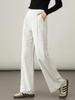 2025 Autumn Women's High-Waisted Wide-Leg White Casual Pants