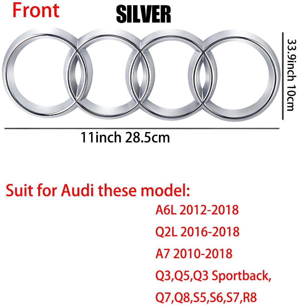 4 Rings Logo ABS Car Front Grille Hood Emblem Rear Trunk Badge Sticker Valve For Audi A3 A4 B8 8P A5 A6 A7 A8 Q2 Q3 Q5 Q7 Sline