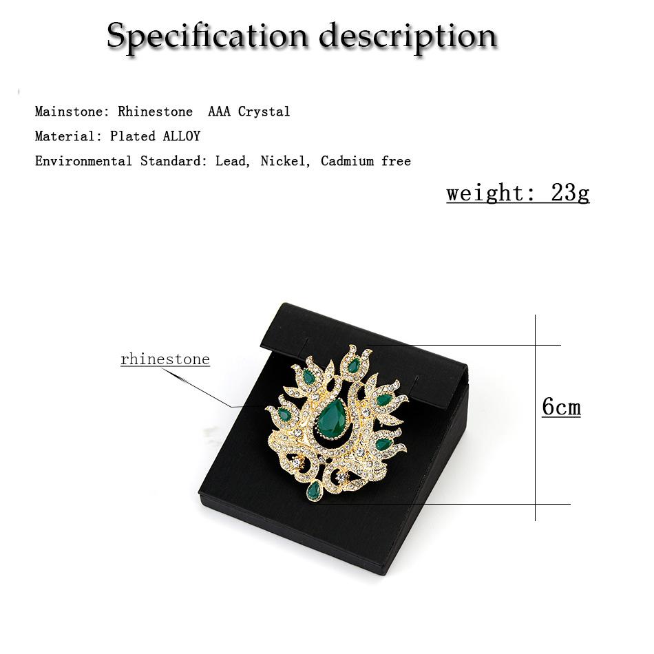 Серые хрустальные турецкие броши для женщин, винтажные золотые цветочные булавки для хиджаба, этнические свадебные украшения, подарок