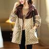 Korean-Style Women's Plus-Size Hooded Coat with Color-Blocked Print Letters Loose-Fitting