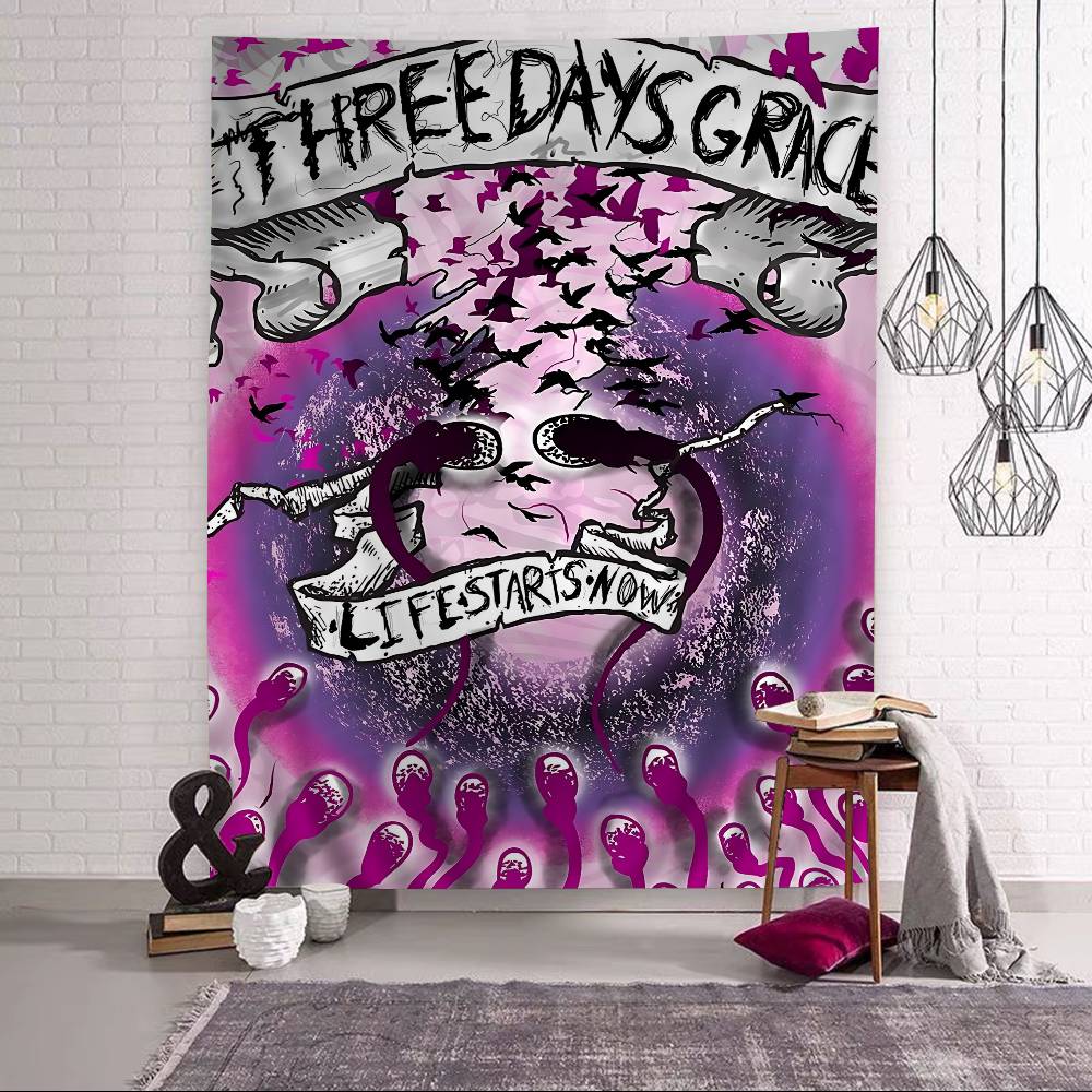 Band TThree Ddays Grace Cartoon Tapestry Wall Hanging Decoration Household Home Decor