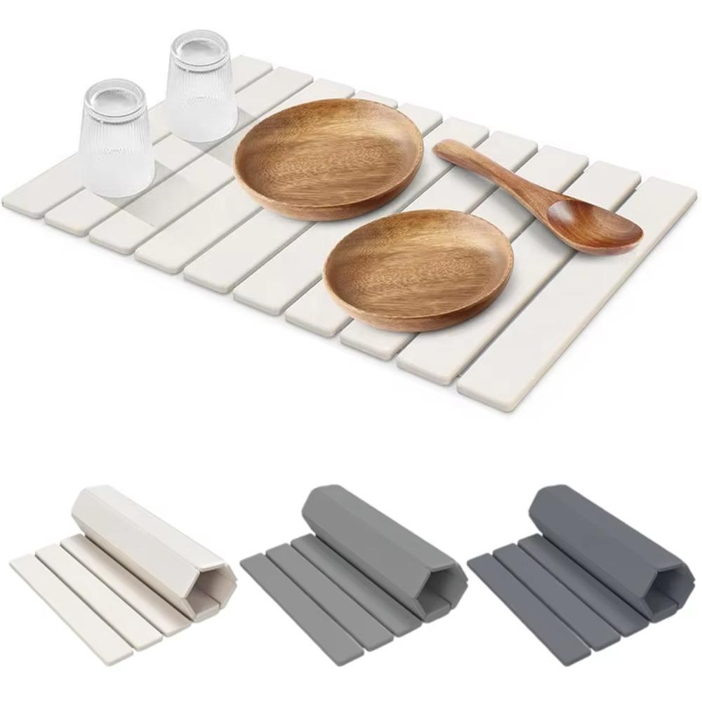 Foldable Dish Drainer Mat Absorbent Placemat Bathroom Rug Stone Dish Drying Mat Sink