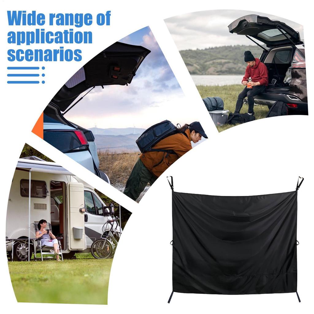 Car Rear Door Shower Curtains Privacy Cover Adjustable Sunshade Light Blocking Protection with Magnetic Hooks for Camping Travel