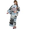 RAVIR Yukata Set with Morning and Gray Camellia Fluffy Obi and Geta One Size Fits All Women's 3-Piece White, Black, Glory, Patterns, Belt, Sandals,