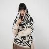 Camellia Black And White Elegant Imitation Cashmere Scarf Large Square Scarf Female Big Name Outer Shawl Warm Fashion Scarf