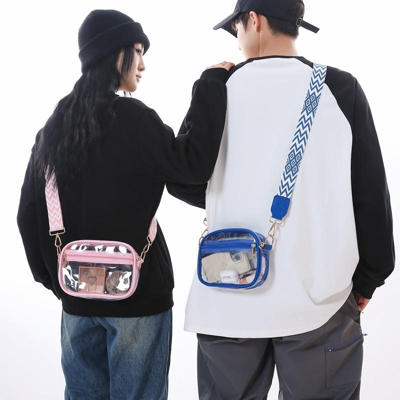 Мужская сумка через плечо из ПВХ с водонепроницаемым дизайном и полосатым узором для повседневного использования