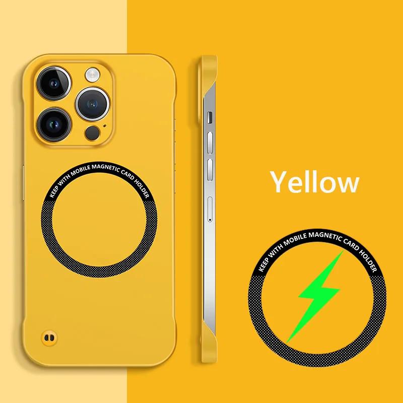 Безрамный магнитный чехол Magsafe Slim для iPhone 16 13 12 15 Pro Plus Max X XS Max XR с беспроводной зарядкой, твердый задний чехол