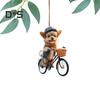 Украшения для рождественской елки, реалистичный щенок, едущий на велосипеде, подвеска, 2D, плоская, с двойной печатью, акриловое подвесное украшение для елки, домашний декор